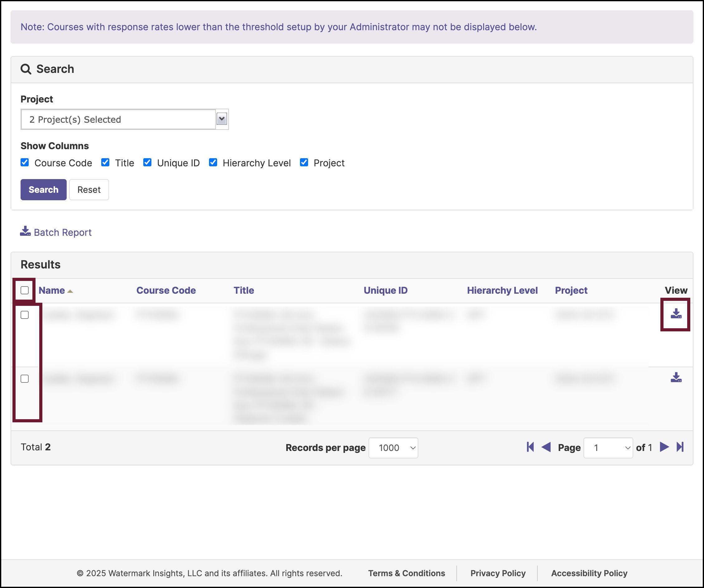 selecting single or multiple reports