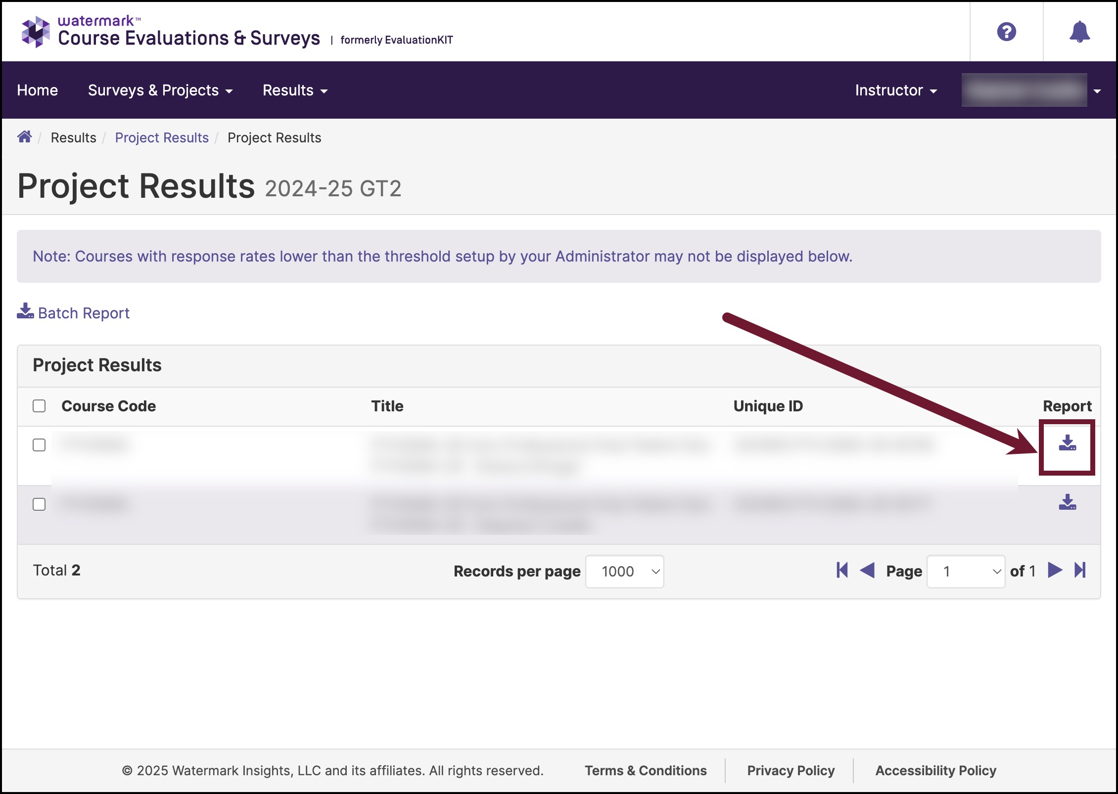 downloading results