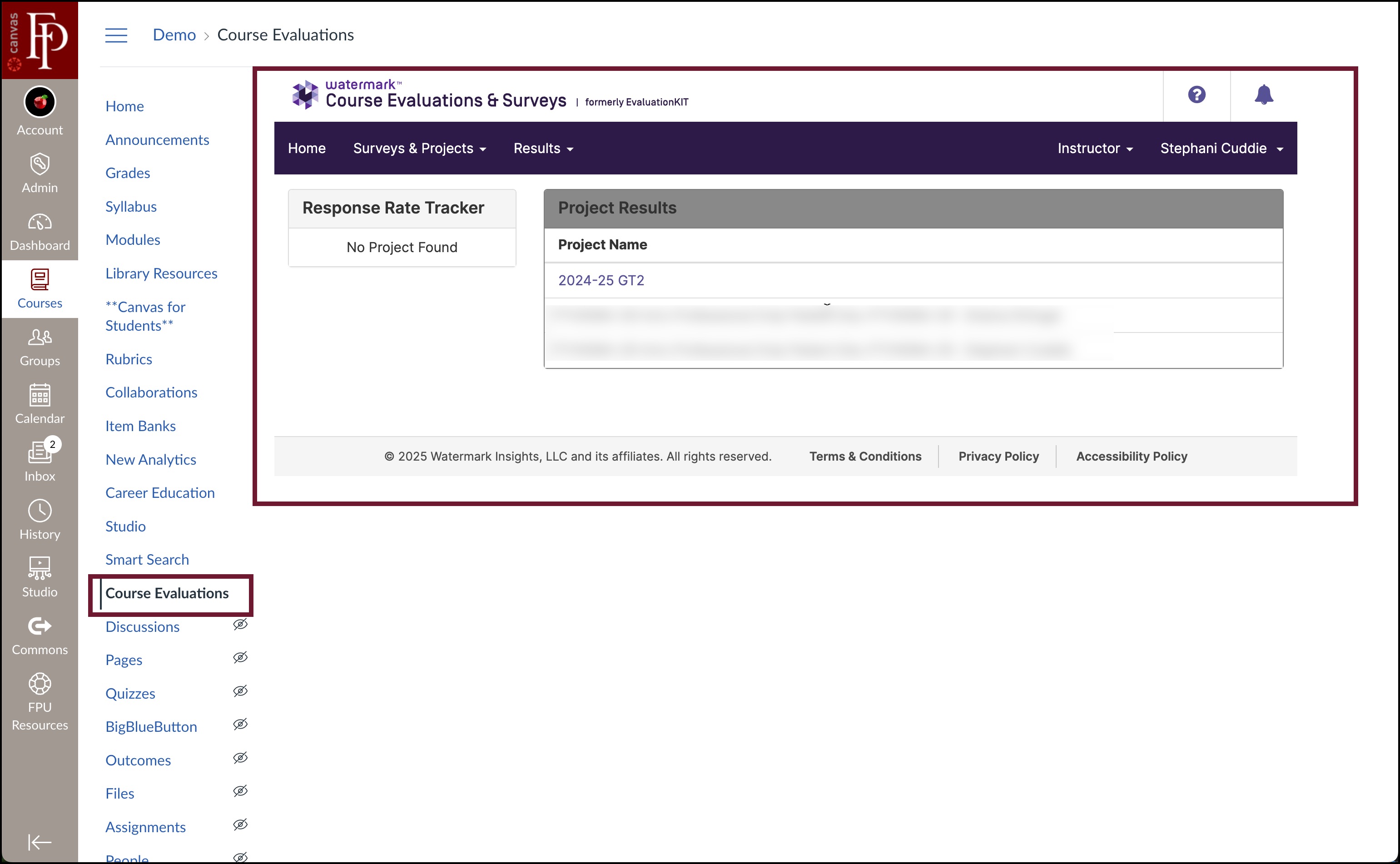 Watermark dashboard in Canvas