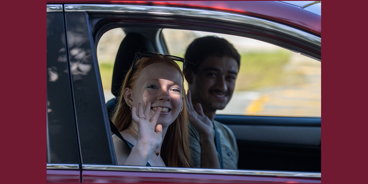 New students in a car